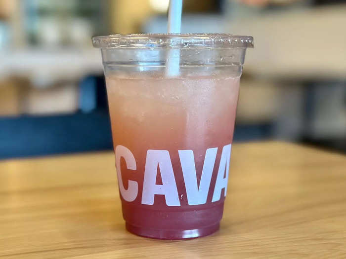 Cava also sells in-house-made juice drinks. Flavors include lemonade, pineapple apple mint, blueberry lavender, and cucumber mint lime.