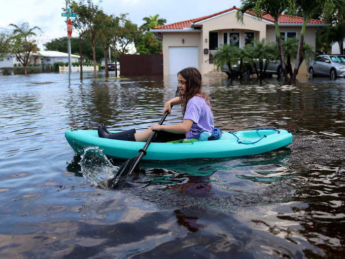 Entire neighborhoods and towns are flooded.