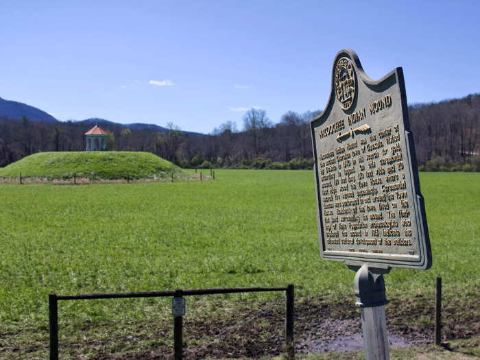 On my way out of town, I stopped by the Nacoochee Mound and paused to read a sign explaining the historic site.