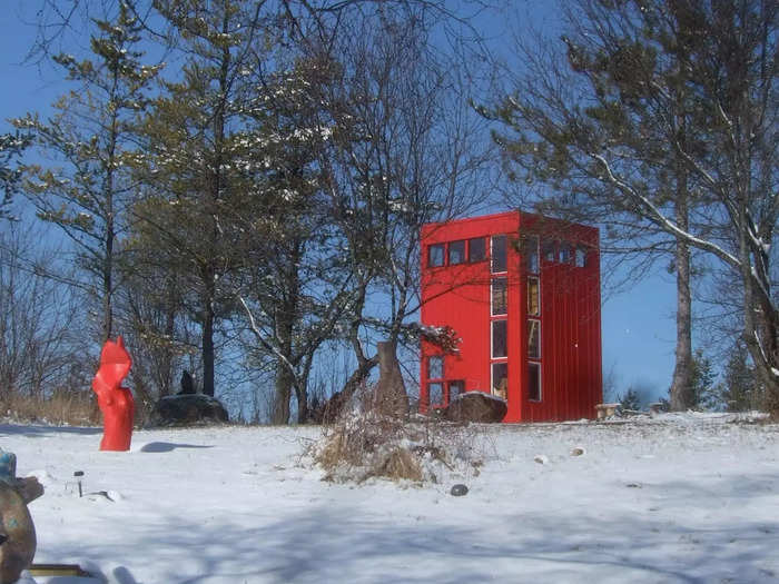 "The winters are very long and the landscape can be very bleak in Ontario, so the idea was to install a bright red sculpture to bring some color to it," Sheree Rasmussen said.