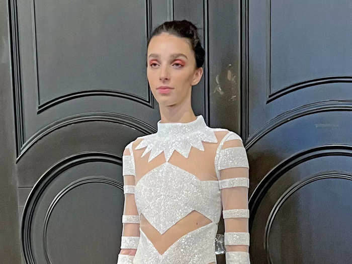 Some of the most daring gowns at Bridal Fashion Week had sheer detailing.