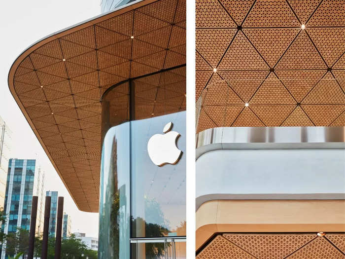 Triangular timber ceiling and unique architectural design