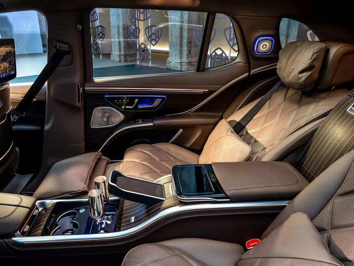 The "First-Class Rear" package adds an elongated center console, thermal cupholders, and wood trim on the rear storage compartment.