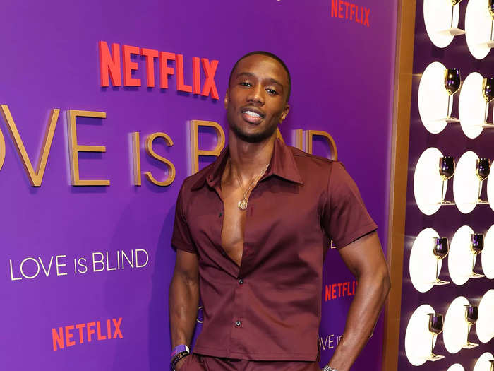 "Too Hot To Handle" alum Nigel Jones wore an all-maroon look to the VIP party.