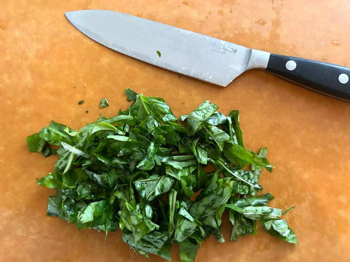 Before I started cooking, I prepped my herbs and veggies.