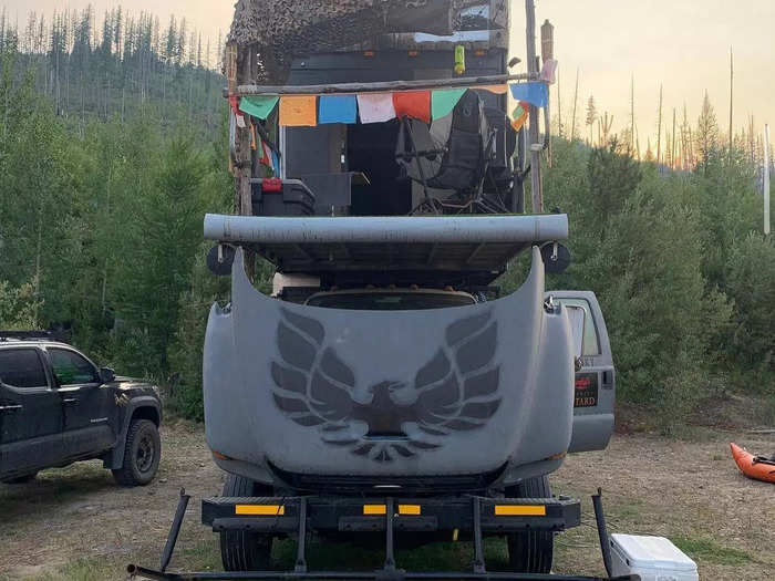 The original truck had a white exterior, but Pankey painted it grey to resemble the fighter planes that he used to fly back when he was in the Air Force.