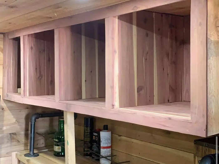 Pankey worked on his tiny home while it was parked outside of his Colorado apartment complex. He built everything on his own — including the floors, the walls, and the cabinets.