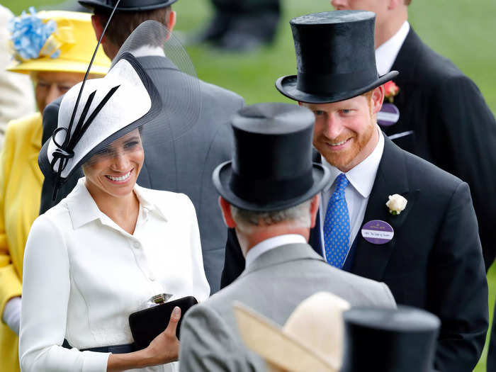 June 2018: A few weeks later, Meghan and Harry saw Charles again at the Royal Ascot, where they were all smiles.