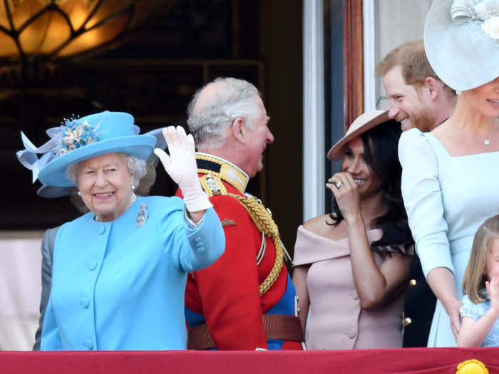 June 2018: Charles and Meghan appeared friendly again at Trooping the Colour.