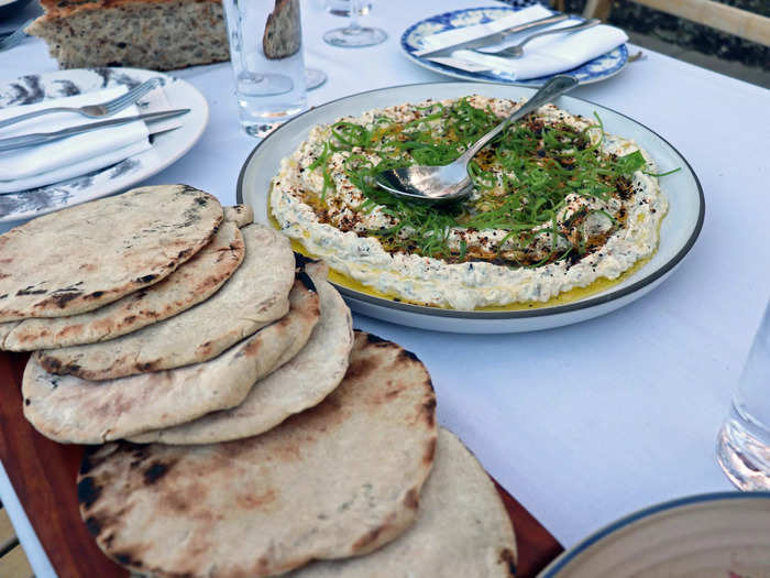 The second course was mushroom labneh, a creamy Middle Eastern-style yogurt.