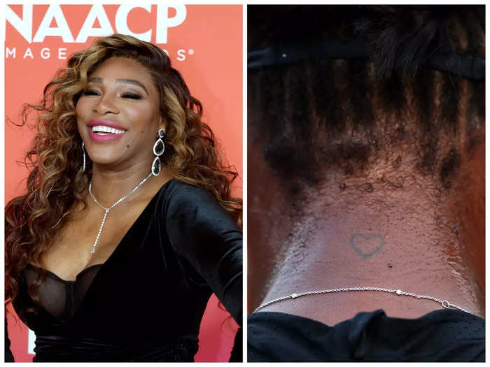 Serena Williams has a tattoo of a heart on the back of her neck.