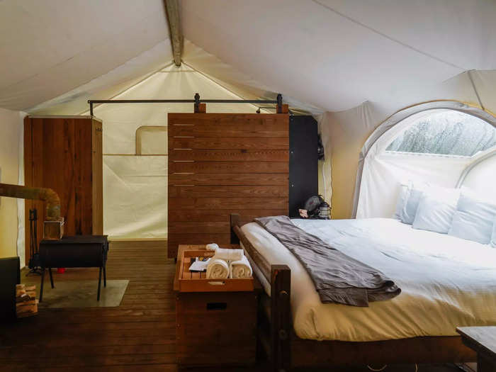 When I went glamping, I stayed in a luxury tent for $520 at the Under Canvas Great Smoky Mountains resort.