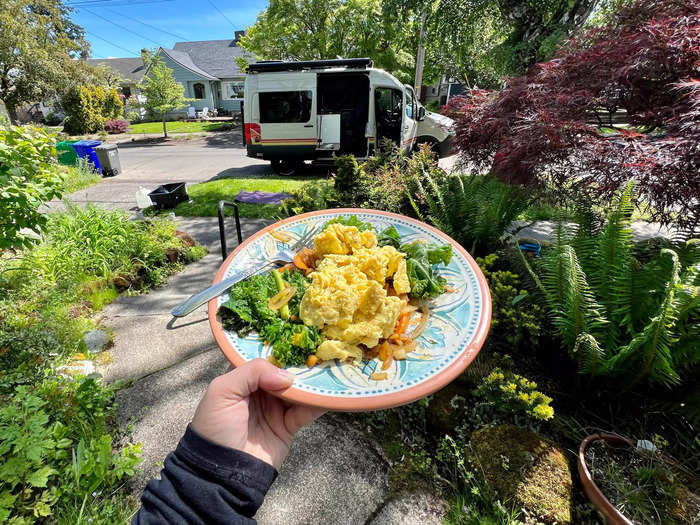 The food we made in the van was delicious, and cooking saved us a lot of money.