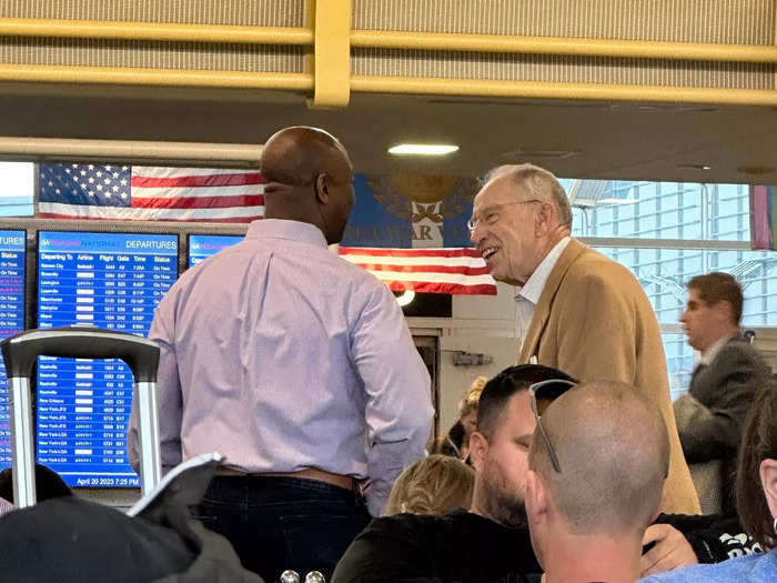 Chuck Grassley actually happened to be on my flight to Iowa on Thursday