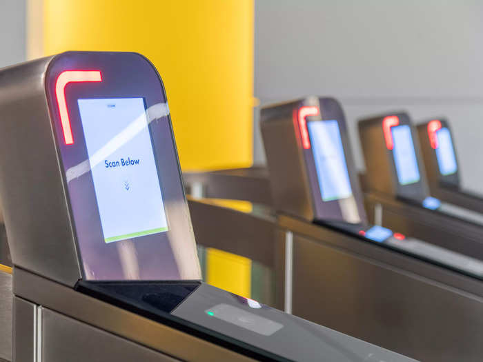 Access to the station is through touchless turnstiles….