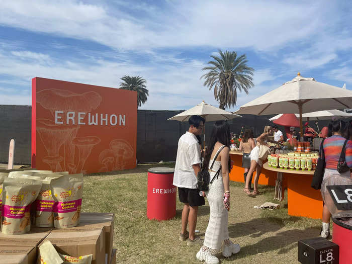 Upscale grocery-store chain Erewhon also had its own market on the grounds where attendees could fill a bag for free.