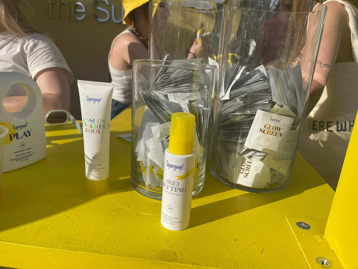 Supergoop had packets of sunscreen up for grabs.