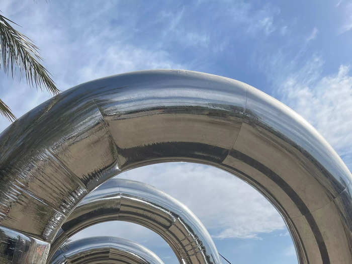 The festival entrance was a massive chrome balloon arch.