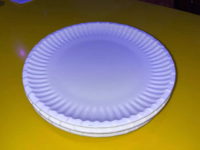 The plates were glass, but they were made to look like paper picnic plates.