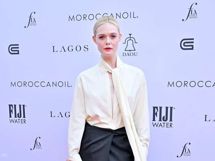 Elle Fanning looked chic in a black-and-white Givenchy outfit.