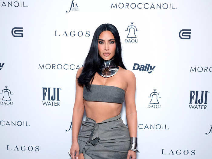 Kim Kardashian made a fashionable appearance in a daring Rick Owens skirt with a thigh-high slit.