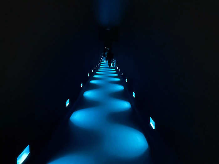 After, I walked down a long, blue-lit hallway.