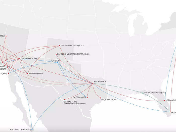 JSX, by comparison, has a pre-determined flight schedule on set routes — meaning the customer has less flexibility.