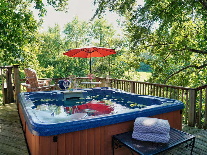 Both rentals share a jacuzzi on the deck.