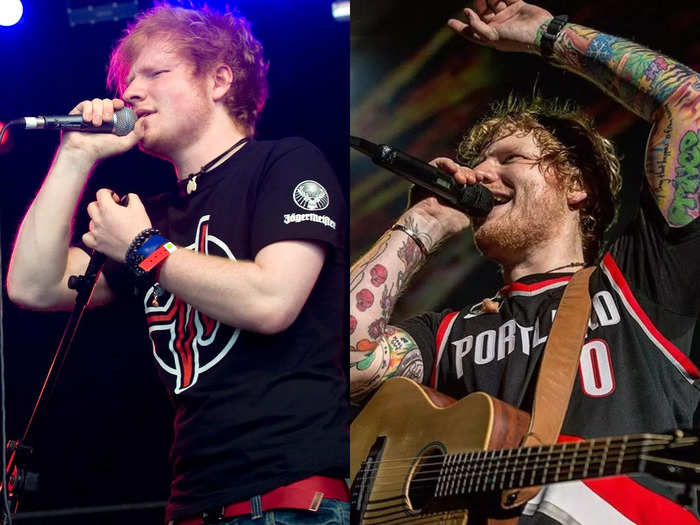 Ed Sheeran sports some seriously colorful body art.