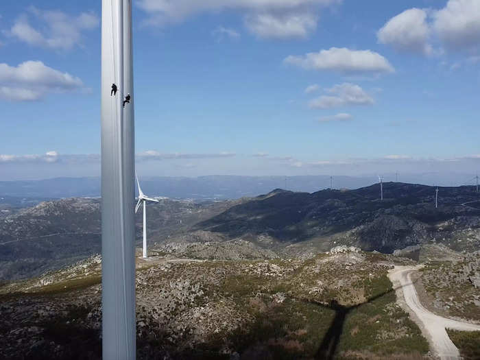 Sardo says working on top of the turbines is the best office he could ask for.