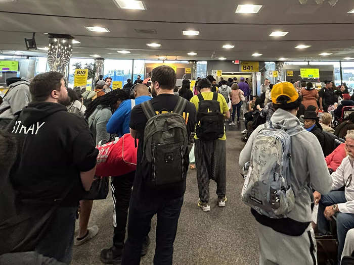 The boarding area was a zoo, and the boarding process was equally chaotic.