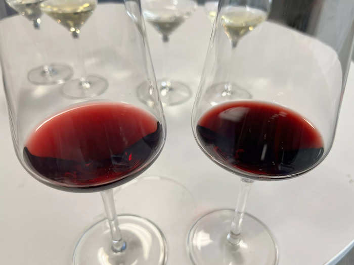 With a list of six wines, Jackson looks for a broad range to accommodate all tastes. The glass on the right is a 2010 Bordeaux.