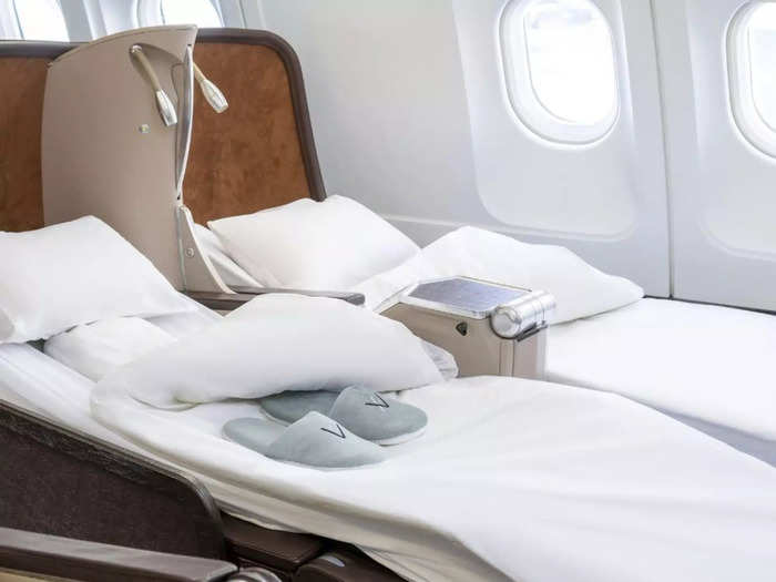 While most passengers will have direct-aisle access, those by the window will have to step over their neighbor when the bed is fully flat.