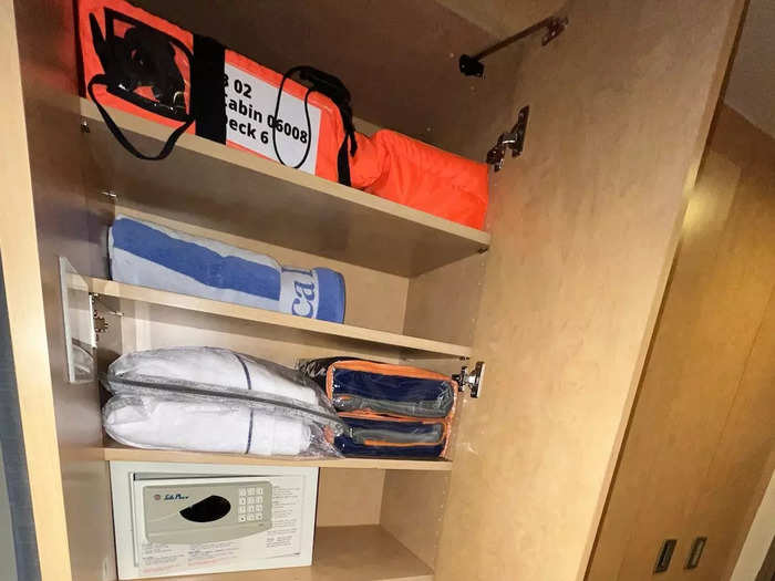 We used two closets for our personal items, and the third one contained life vests, blankets, a safe, and a few shelves.