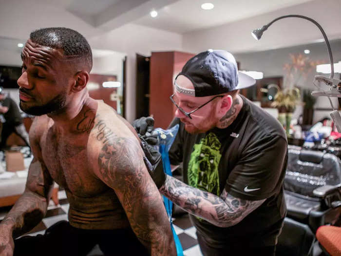 LeBron also uses one of the most exclusive tattoo artists in the country, Bang Bang Tattoos in New York City.