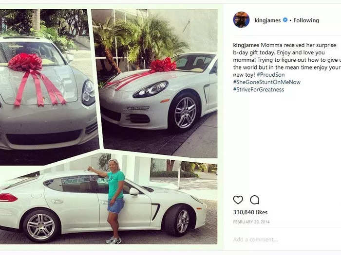 And he bought his mom a Porsche for her birthday.