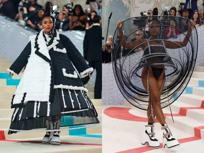 Janelle Monáe had a mid-carpet outfit change.