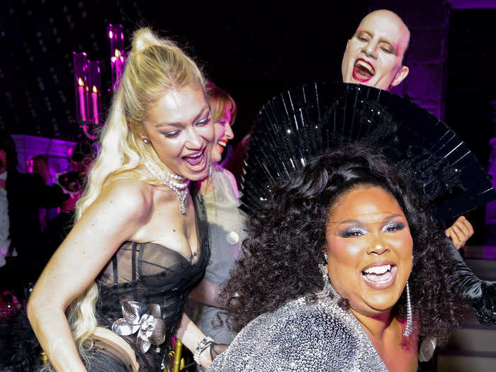 Gigi Hadid and Jordan Roth danced with Lizzo during her surprise performance.