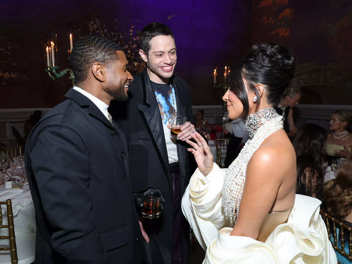 Exes Pete Davidson and Kim Kardashian chatted with Usher inside the Met Gala.