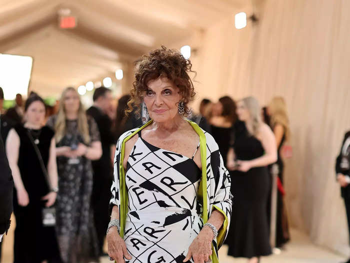 Diane von Fürstenberg wore a dress with a crossword-puzzle print spelling out "Karl Lagerfeld."