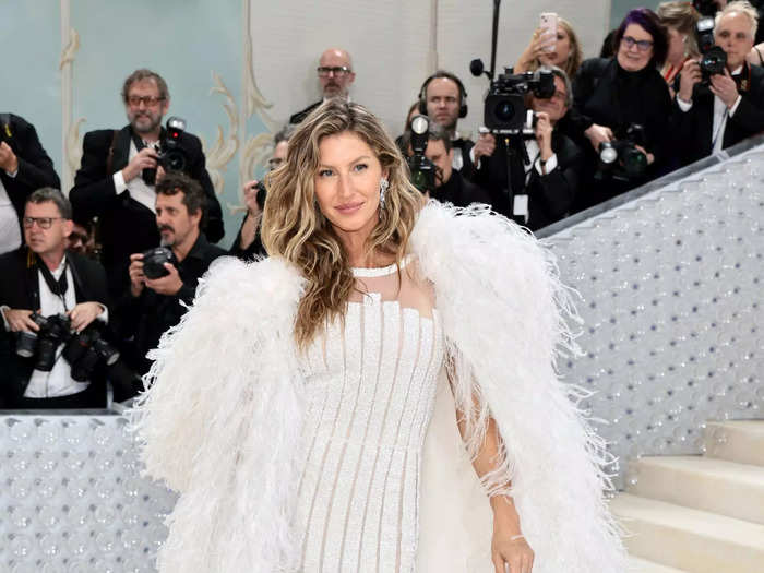 Gisele Bündchen chose a sheer gown she previously wore during a photo shoot at Lagerfeld