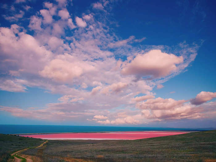 Some lucky pilots get to fly over pink lakes as part of their day job.