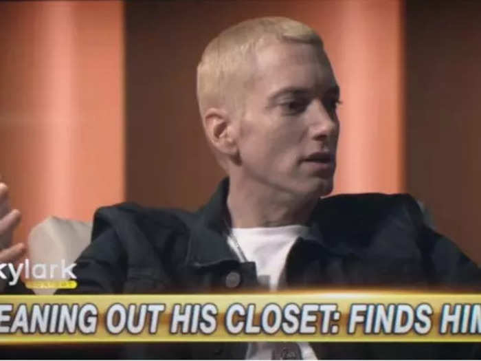 Eminem was interviewed in "The Interview," and he nonchalantly came out as gay — probably in response to accusations of his homophobia.