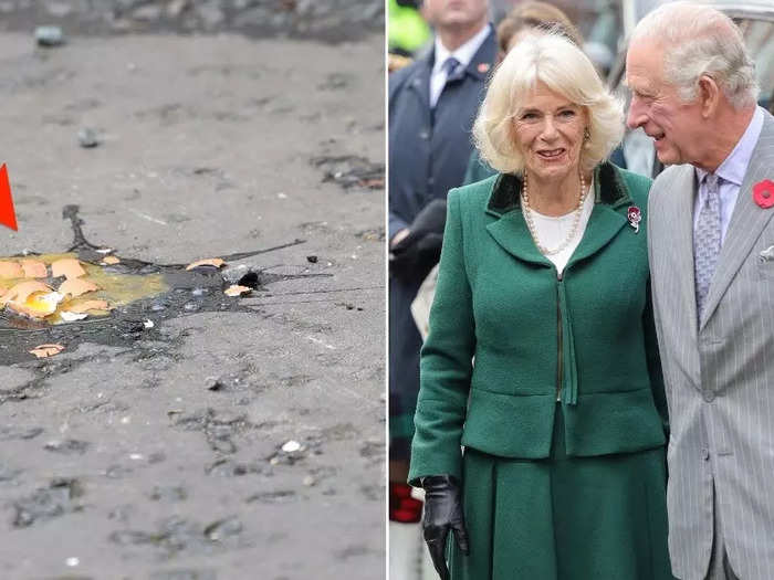 That same month, protesters threw eggs at Charles and Camilla during a walkabout in York, England.