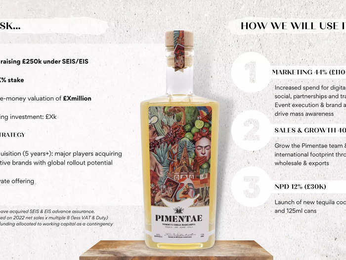 Slide from tequila brand Pimentae