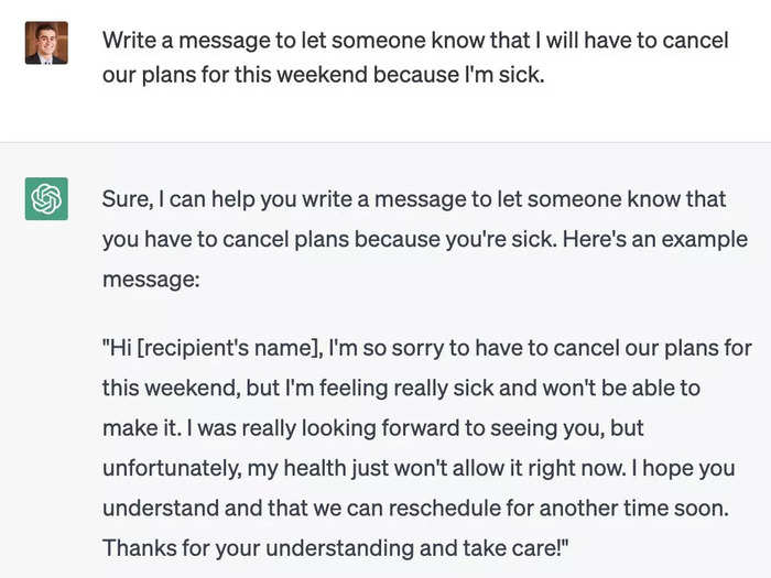 Ask ChatGPT to write emails and messages