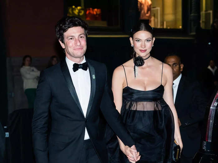 Joshua Kushner and Karlie Kloss coordinated in black-and-white looks.